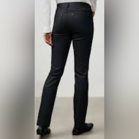 LAFAYETTE 148 NEW YORK WAXED DENIM THOMPSON BLACK JEANS US 0 SLIM LEG SILHOUETTE - Picture 5 of 10